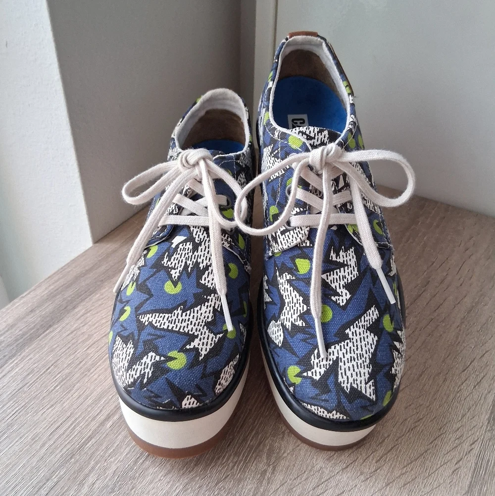 🌷 Caterpillar Retro Patterned Platform Sneakers 🐠🦋